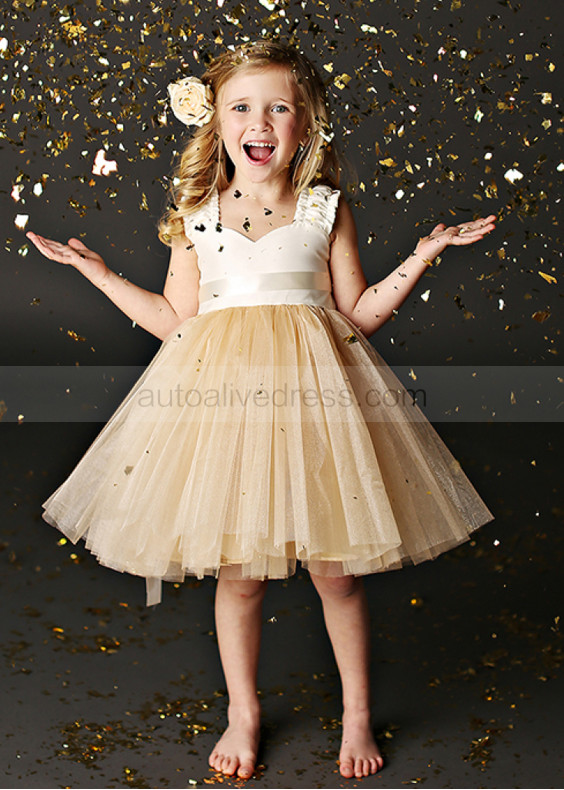 Sweetheart Neck Satin Tulle Elastic Back Adorable Flower Girl Dress